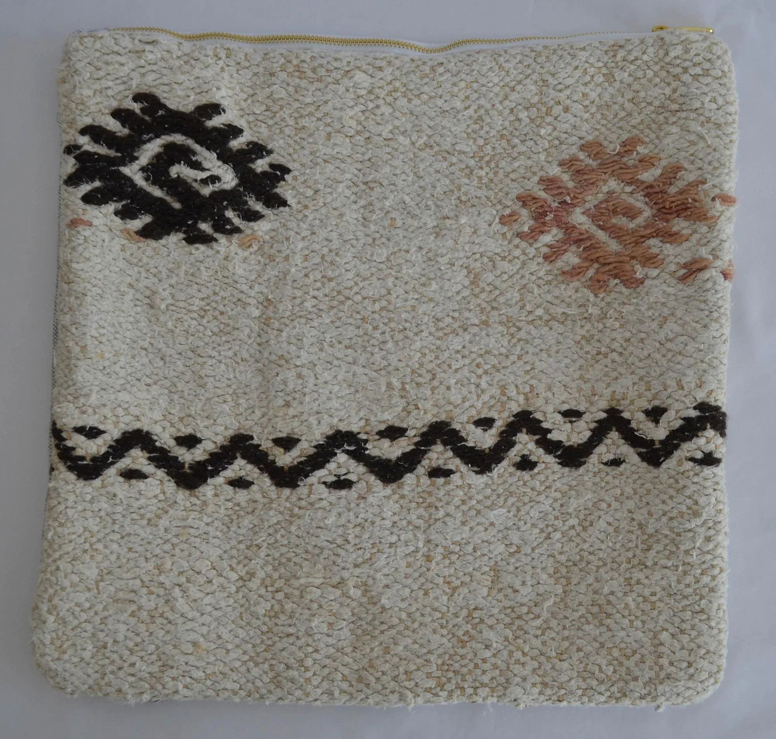 Primitive Pattern Turkish Kilim Rug Pillow Cover - 3