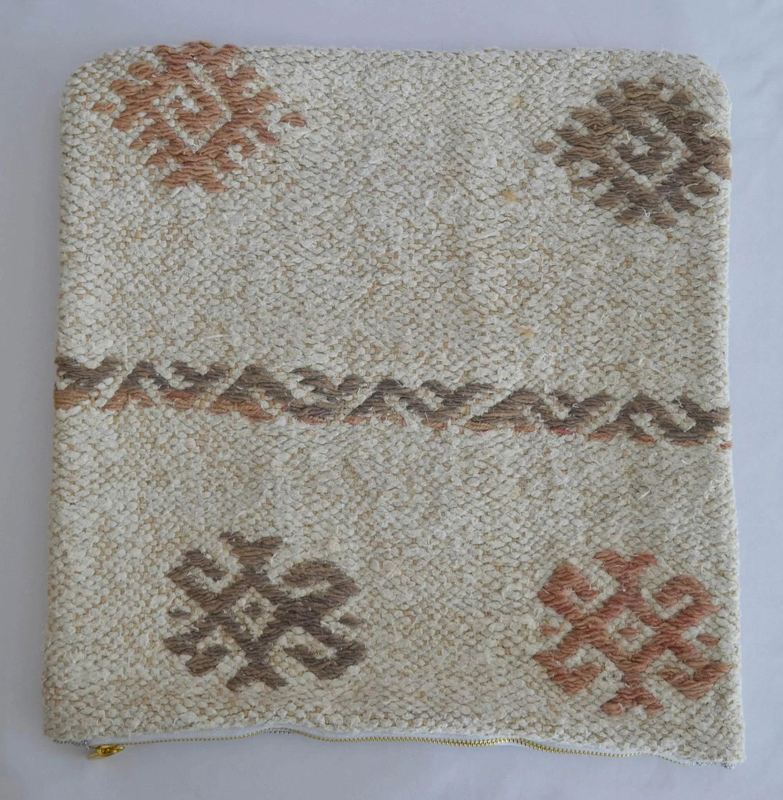 Hand-Woven Hemp Kilim Throw Pillow Cover - 3