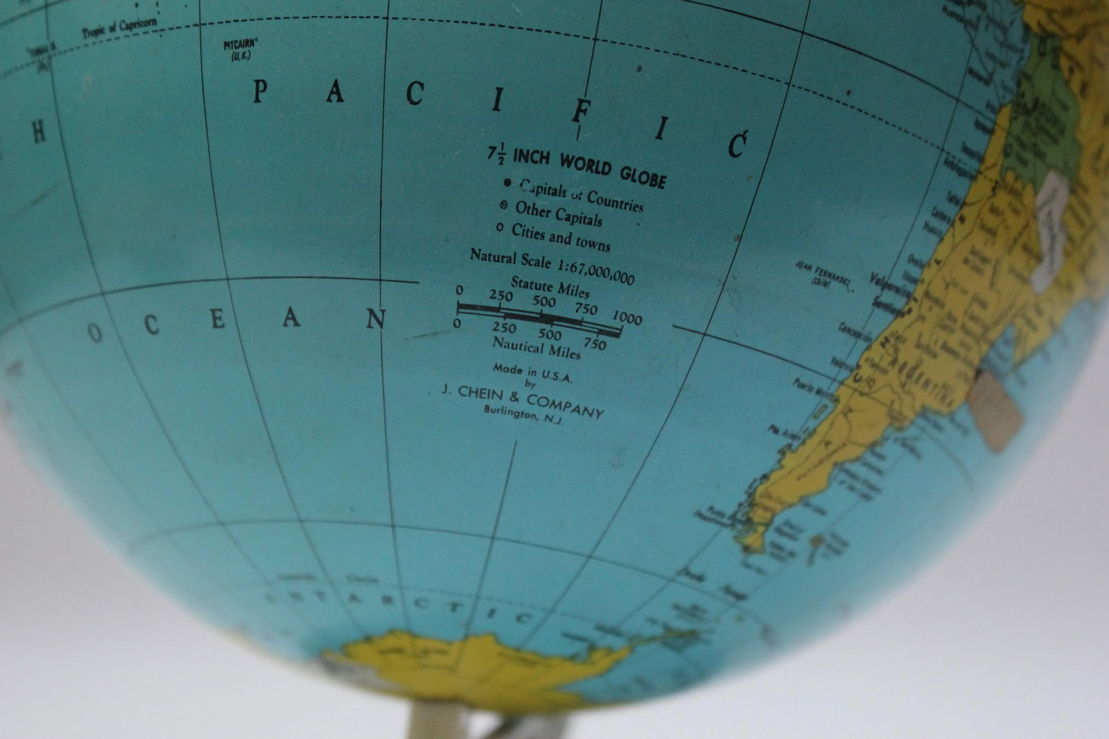 Mid-Century American Modern Tin Litho Globe With Cork Base - 12