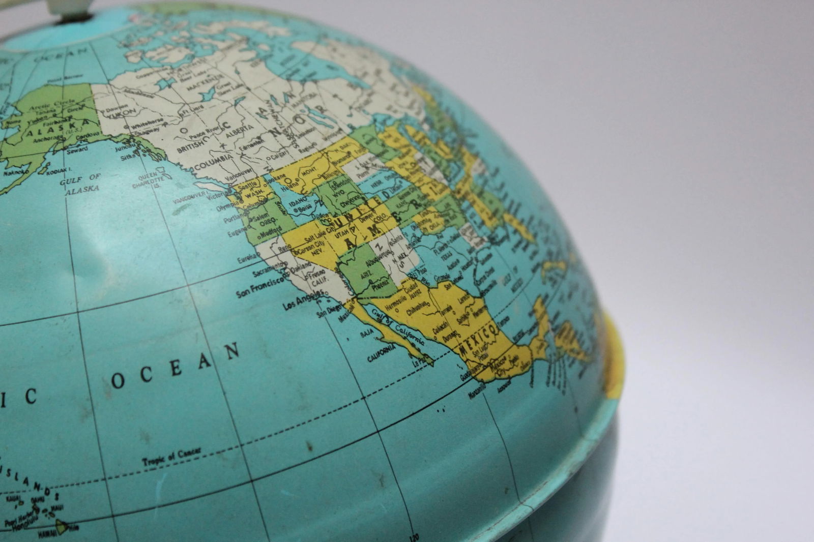 Mid-Century American Modern Tin Litho Globe With Cork Base - 6