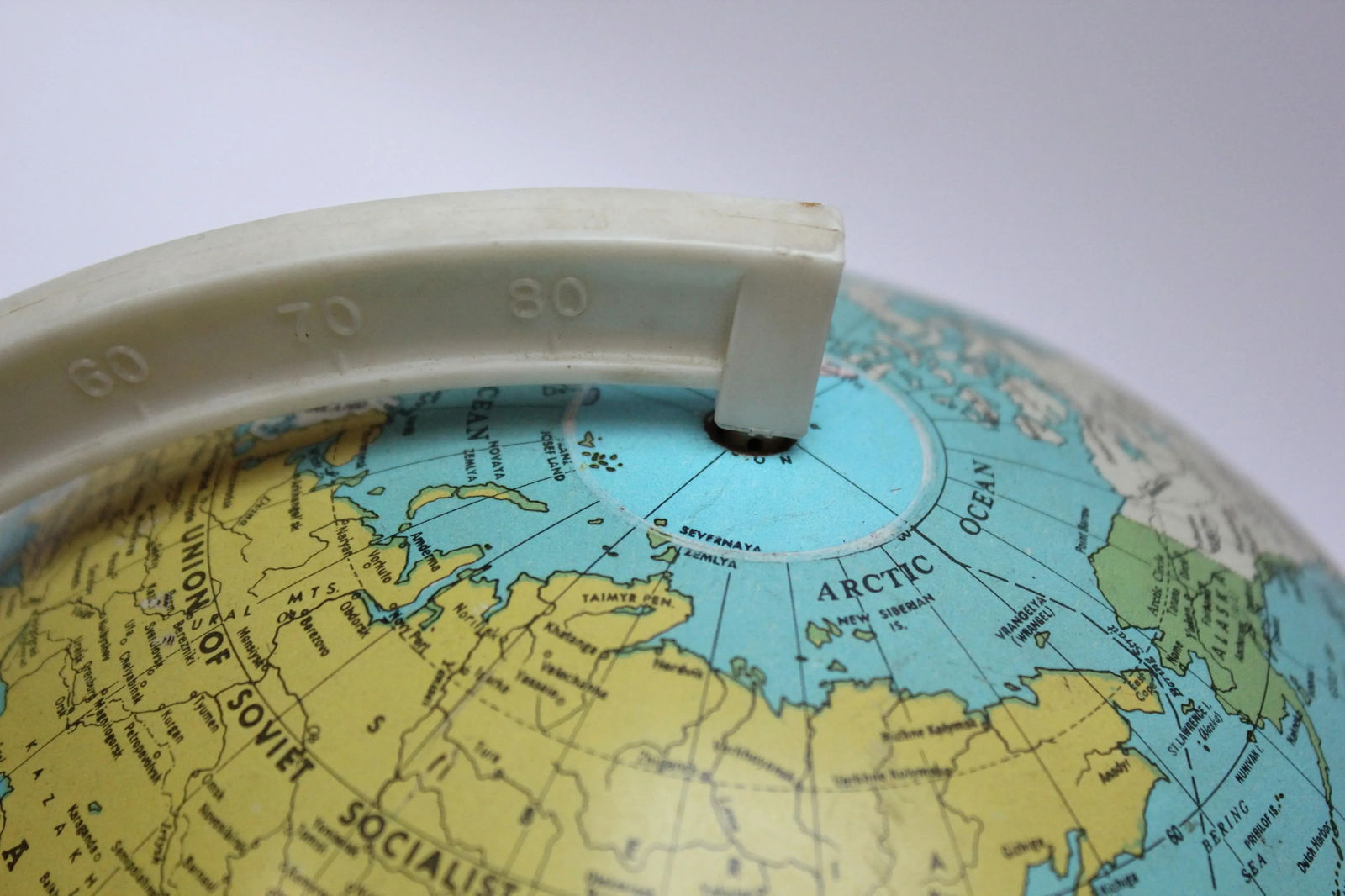 Mid-Century American Modern Tin Litho Globe With Cork Base - 7