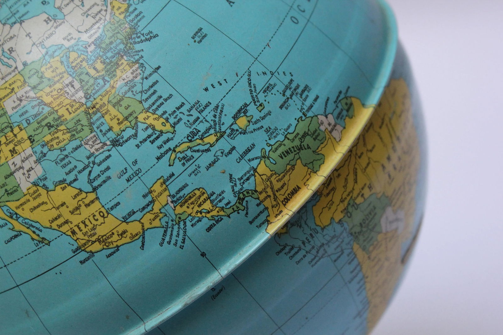 Mid-Century American Modern Tin Litho Globe With Cork Base - 8