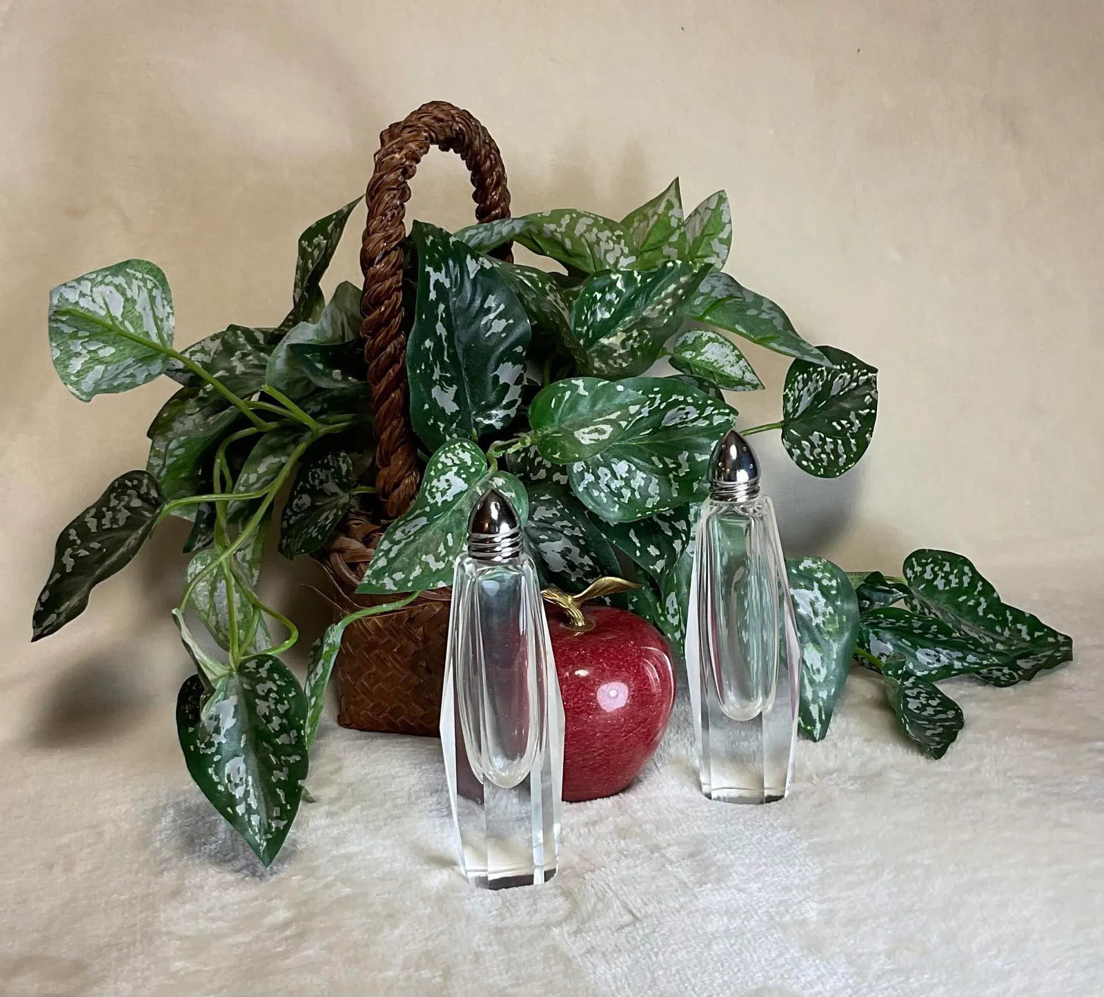 1950s Mid-Century Art Deco Tall Cut Crystal Glass Salt & Pepper Shakers- a Pair - 6