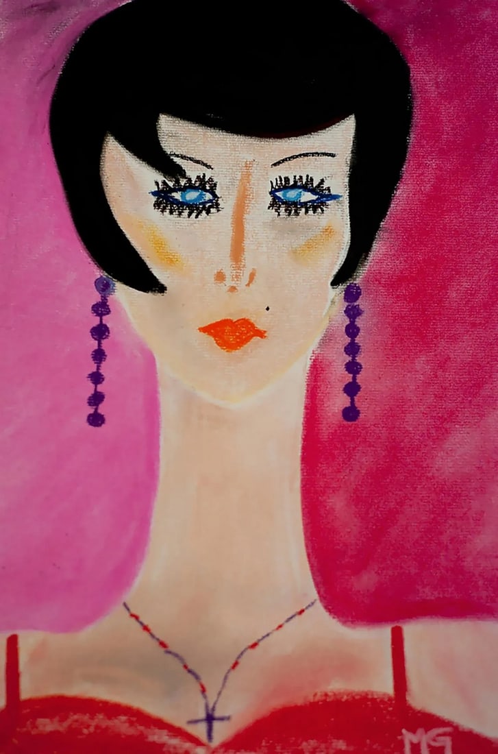 2012 "Gertrud" Contemporary Expressionist Pastel Portrait Drawing on Paper by Maria Grazia Facci: Traditionally known as a photographer, Maria Grazia FacciolÃ has ventured beyond a literal interpretation from the camera – to abstract strokes of the pastel medium. This series of