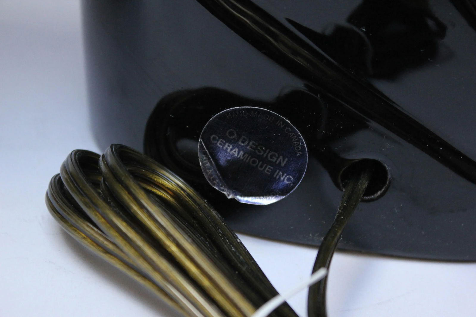 Pair of Postmodern Black Ceramic Table Lamps by O Design - 11