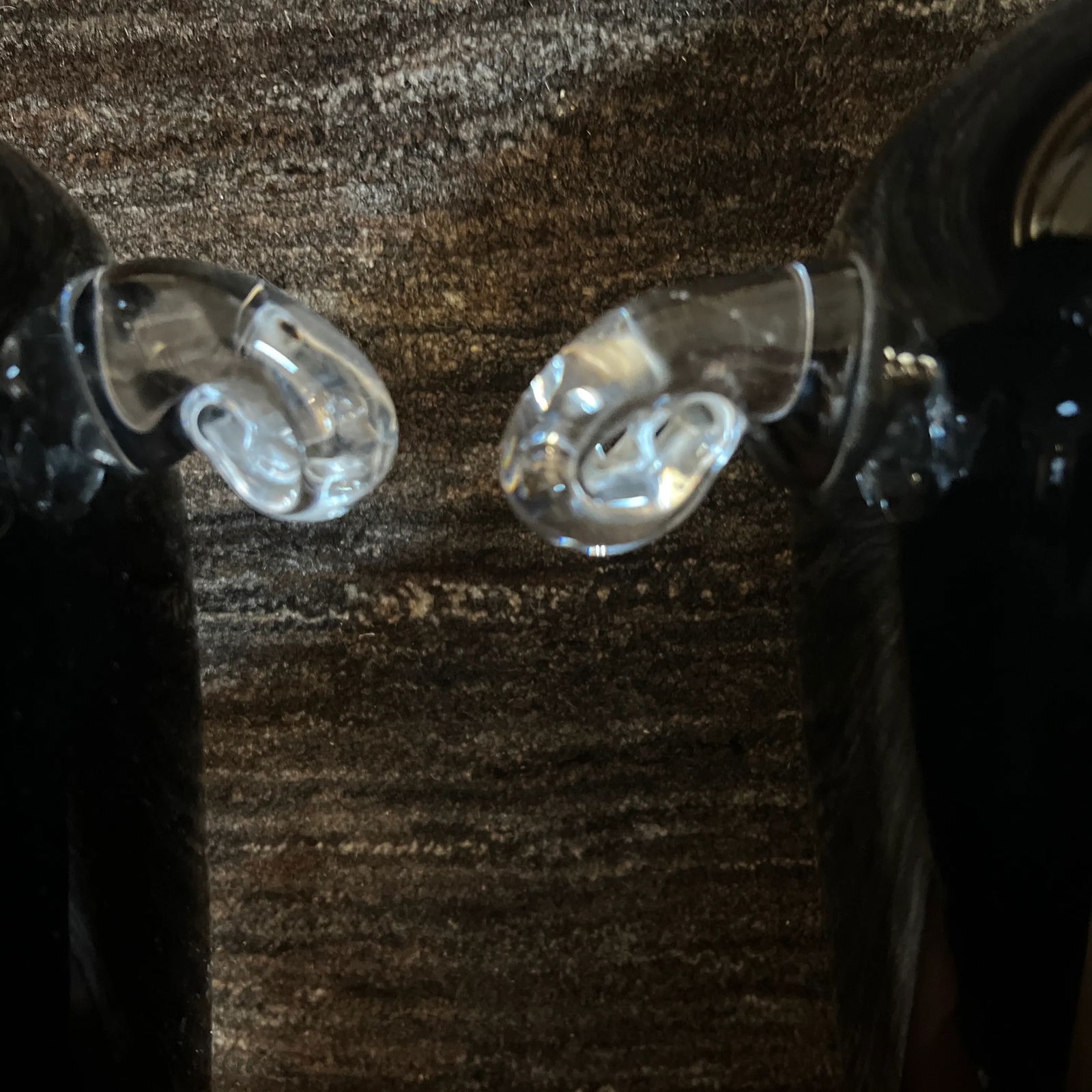 Vintage Hand-Blown Glass Vase in Ebony With Clear Handles- a Pair - 5