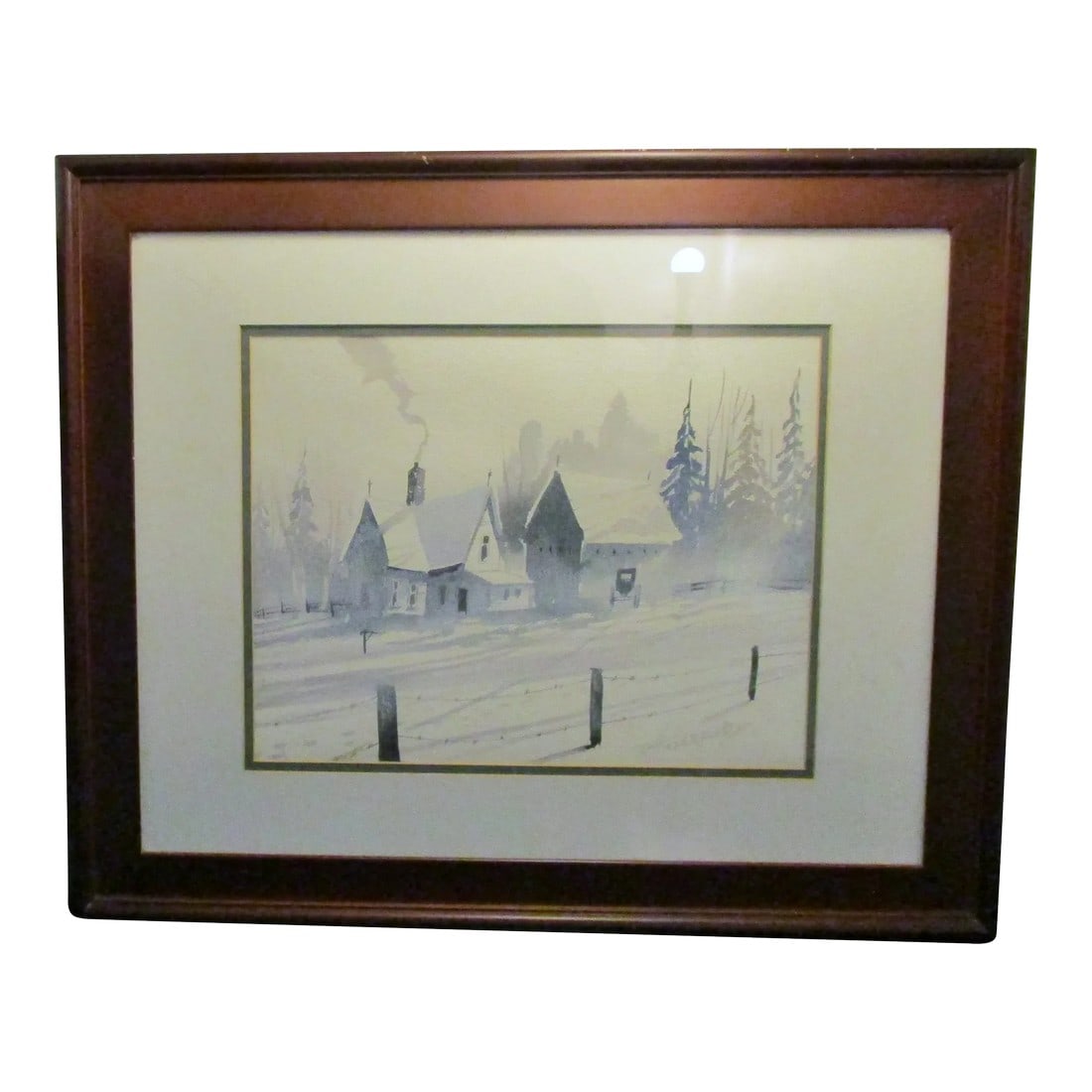 Mid 20th Century T. Haverfield Signed Winter Landscape Watercolor Painting, Framed (1 of 10)