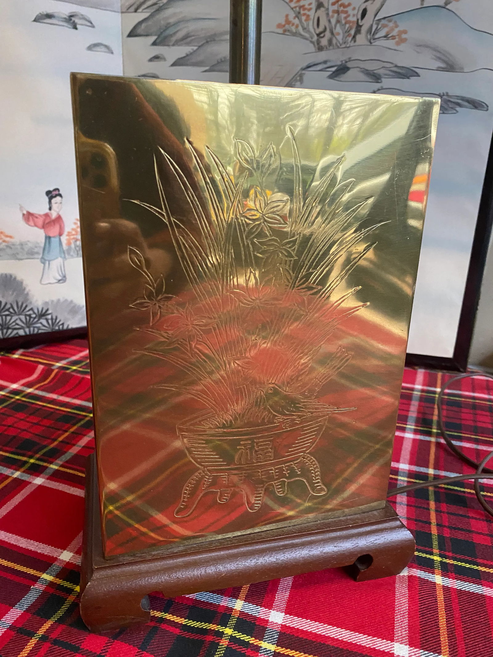 1970s Brass Box Lamps With White Lamp Shades - a Pair - 3