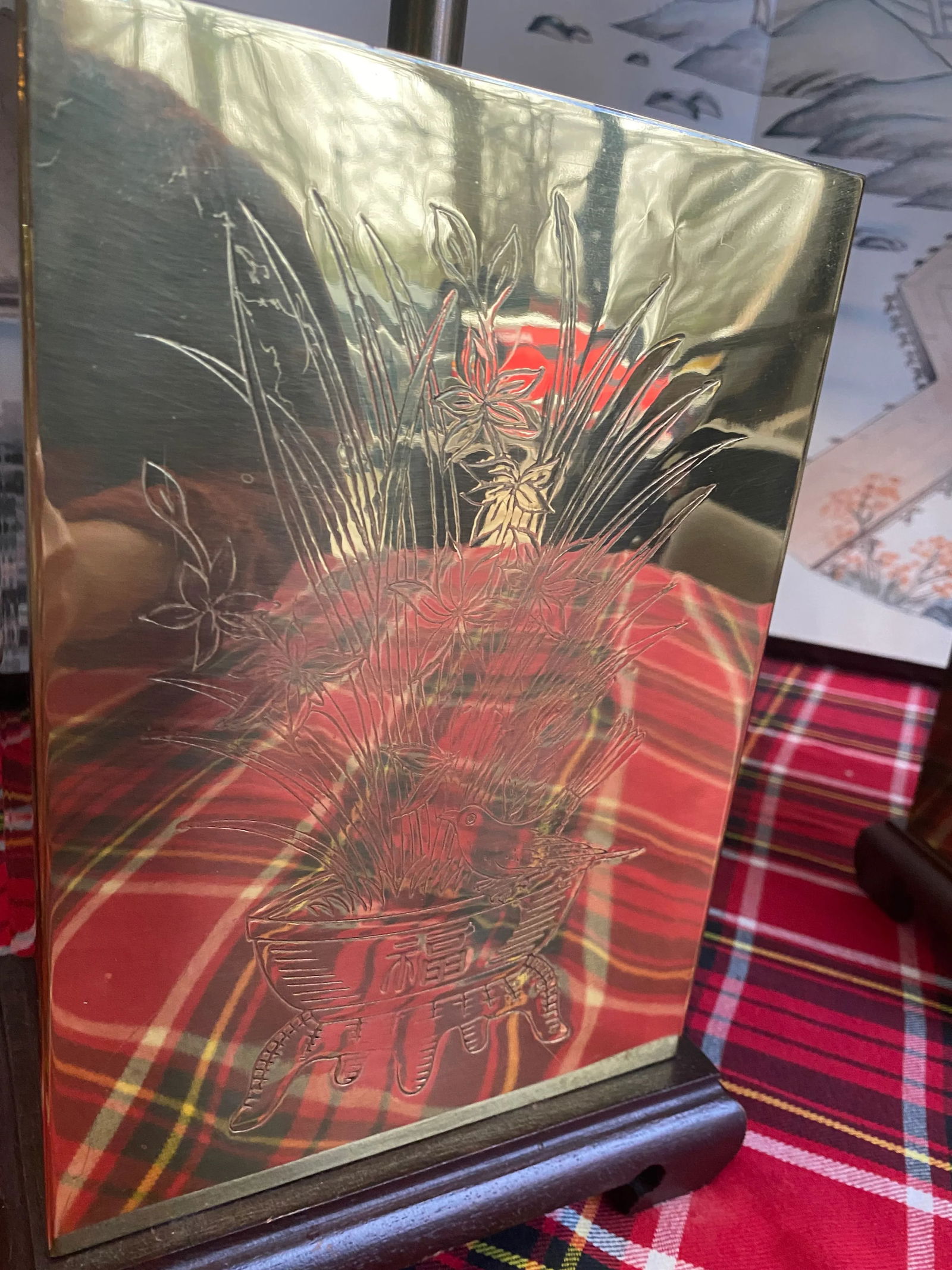 1970s Brass Box Lamps With White Lamp Shades - a Pair - 5