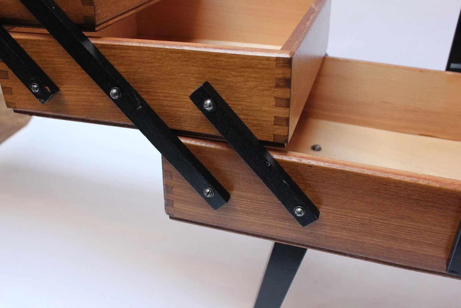 Mid-Century American Modern Stained Oak Extendable Sewing Stand - 10