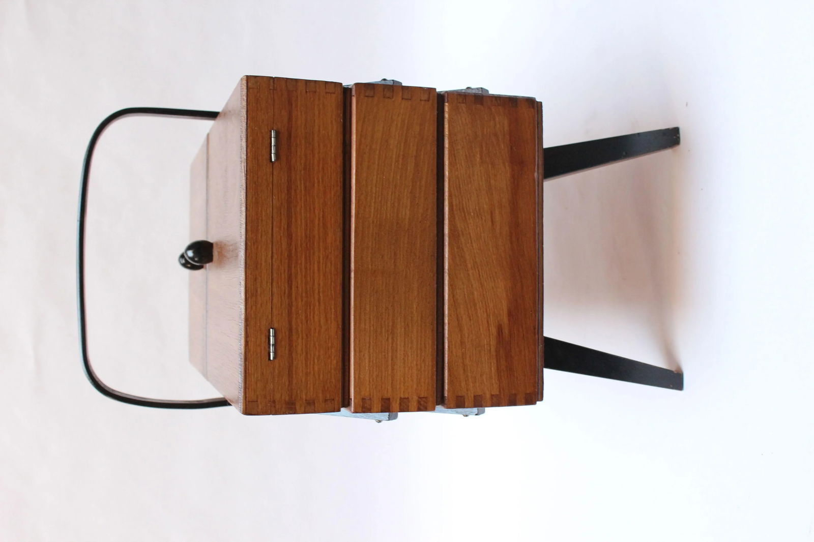 Mid-Century American Modern Stained Oak Extendable Sewing Stand - 4