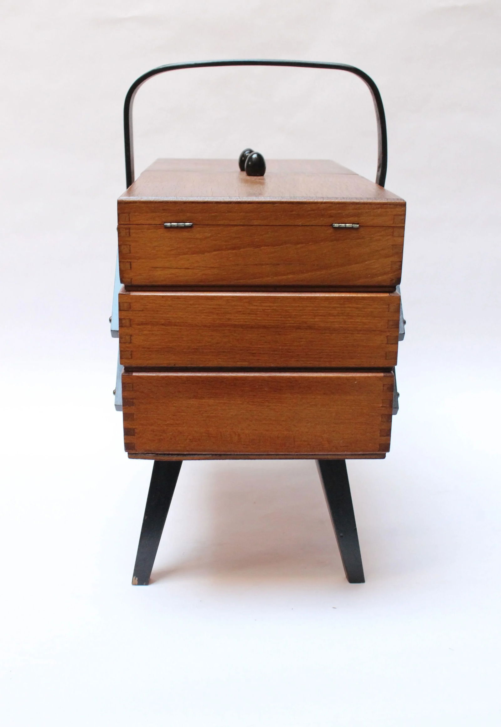 Mid-Century American Modern Stained Oak Extendable Sewing Stand - 5