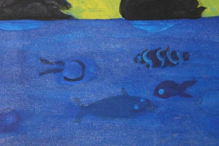 1999 "Habitat in Harmony" Neo Expressionist Folk Art Painting on Mixed Media by Julie Hermoso - 5