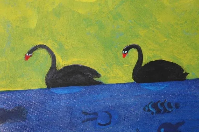 1999 "Habitat in Harmony" Neo Expressionist Folk Art Painting on Mixed Media by Julie Hermoso - 6