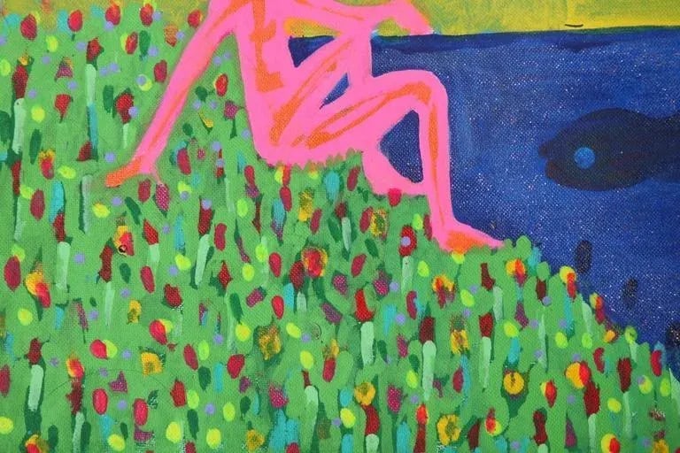 1999 "Habitat in Harmony" Neo Expressionist Folk Art Painting on Mixed Media by Julie Hermoso - 7
