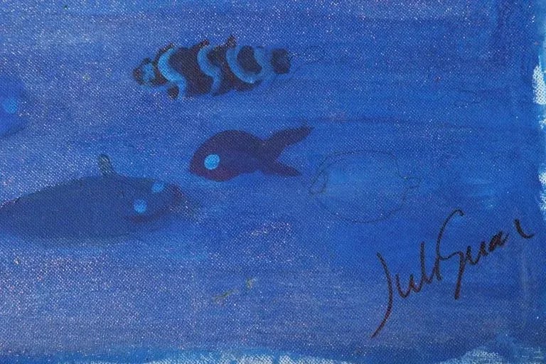 1999 "Habitat in Harmony" Neo Expressionist Folk Art Painting on Mixed Media by Julie Hermoso - 8