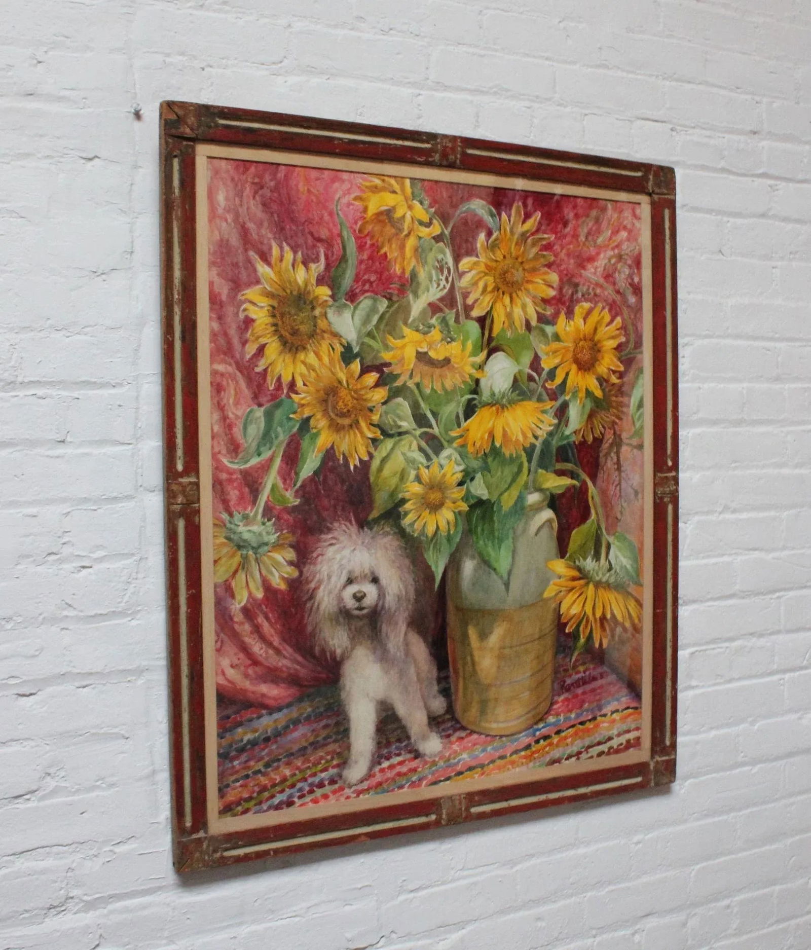 Parker Elwood Panttila "Poodle With Sunflowers" Acrylic Portrait Still Life on Canvas - 13