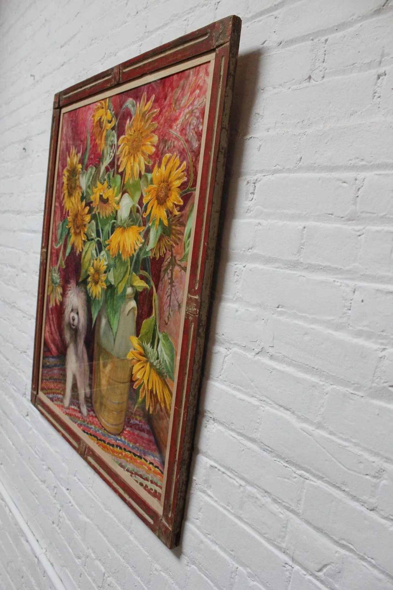 Parker Elwood Panttila "Poodle With Sunflowers" Acrylic Portrait Still Life on Canvas - 4