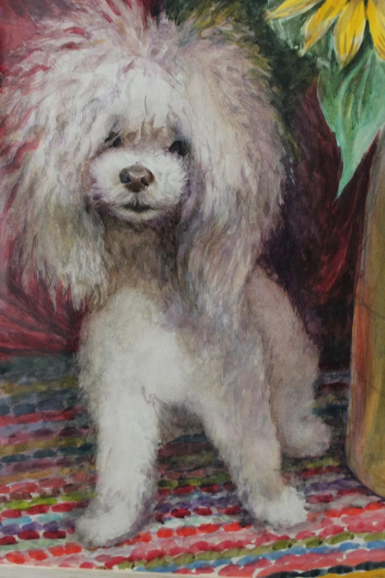 Parker Elwood Panttila "Poodle With Sunflowers" Acrylic Portrait Still Life on Canvas - 7