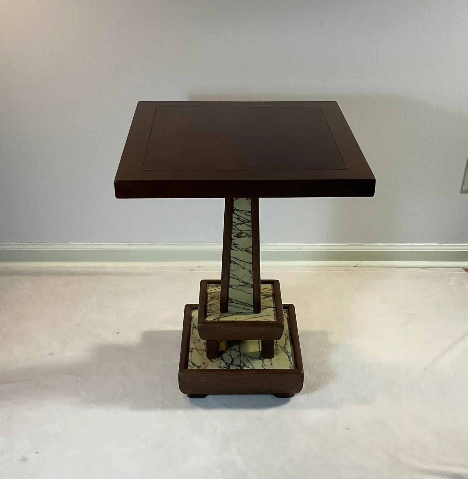 Vintage Walnut Marbleized Modern Decorative Side Table, Circa 50s 60s - 2