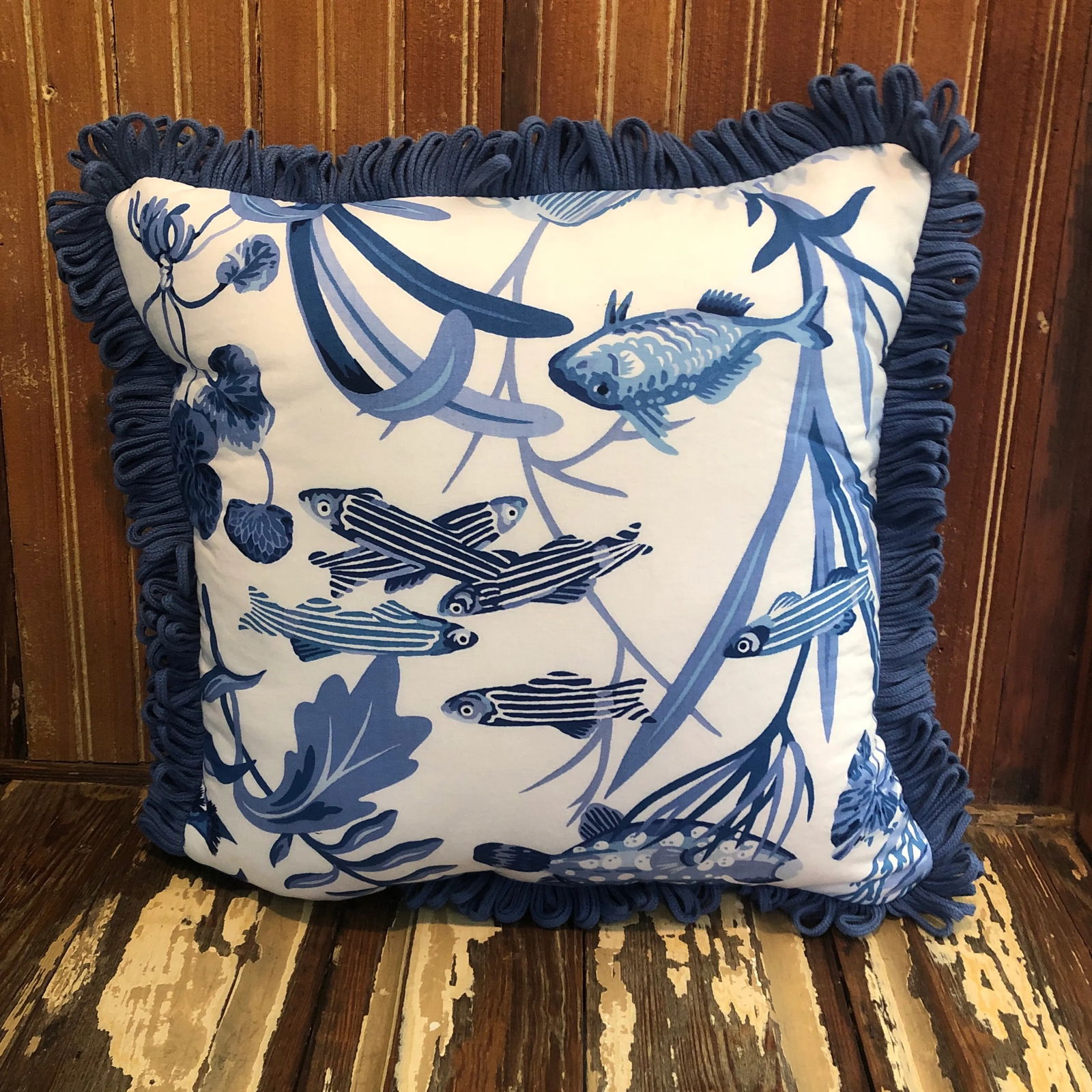 Contemporary Nautical Fish Print Hand Crafted Pillows - Set of 2 - 2