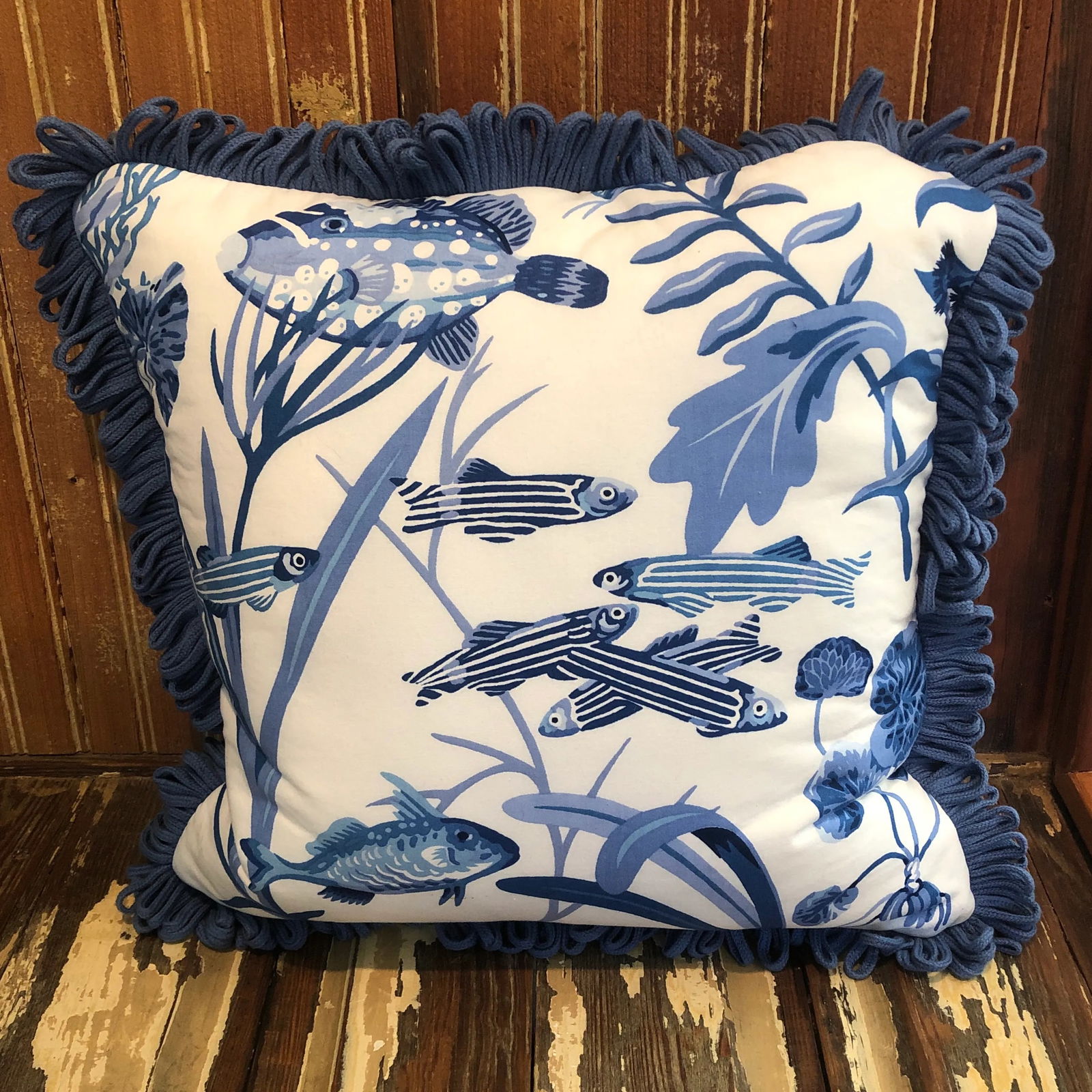 Contemporary Nautical Fish Print Hand Crafted Pillows - Set of 2 - 5