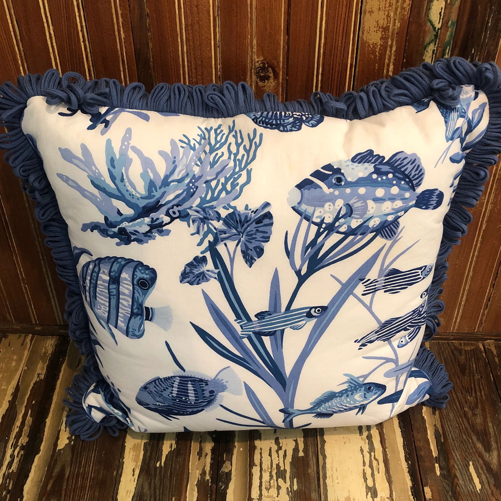 Contemporary Nautical Fish Print Hand Crafted Pillows - Set of 2 - 9