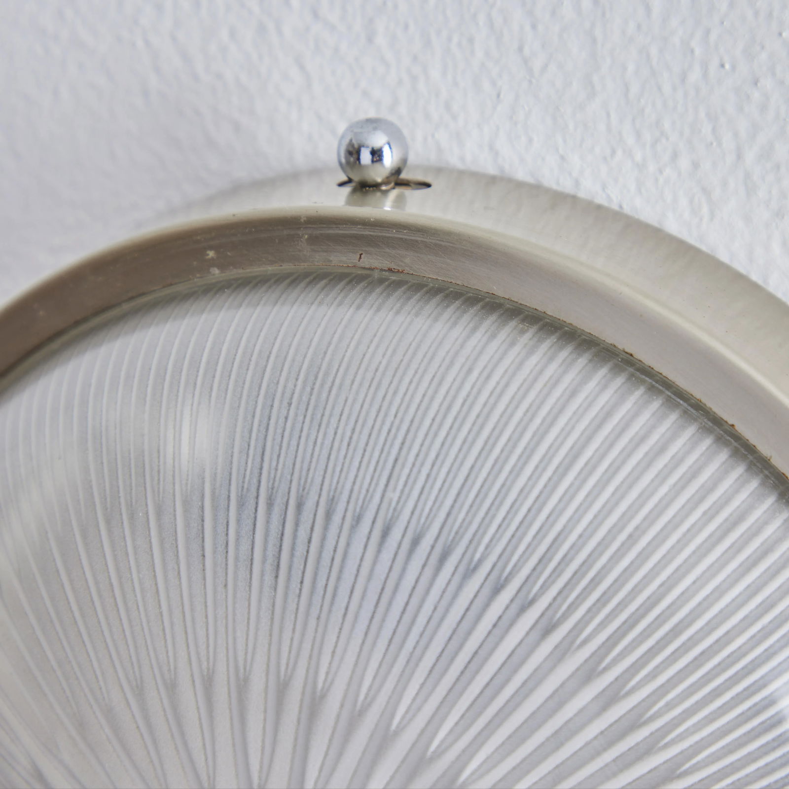 1960s Petite Sergio Mazza Pressed Glass & Nickeled Brass Wall or Ceiling Lamp - 10