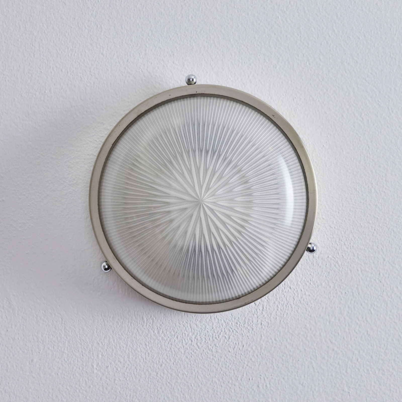 1960s Petite Sergio Mazza Pressed Glass & Nickeled Brass Wall or Ceiling Lamp - 11