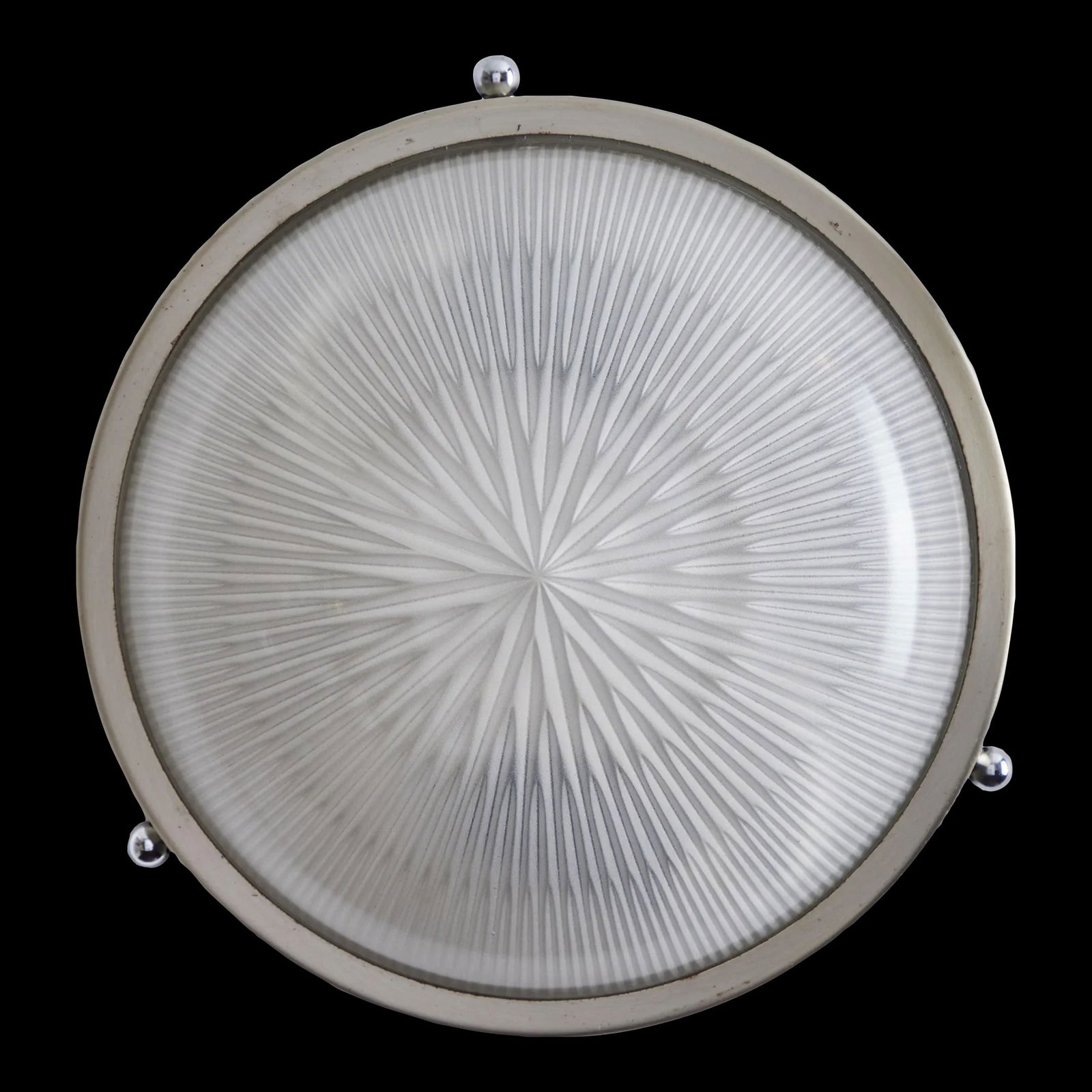 1960s Petite Sergio Mazza Pressed Glass & Nickeled Brass Wall or Ceiling Lamp - 2