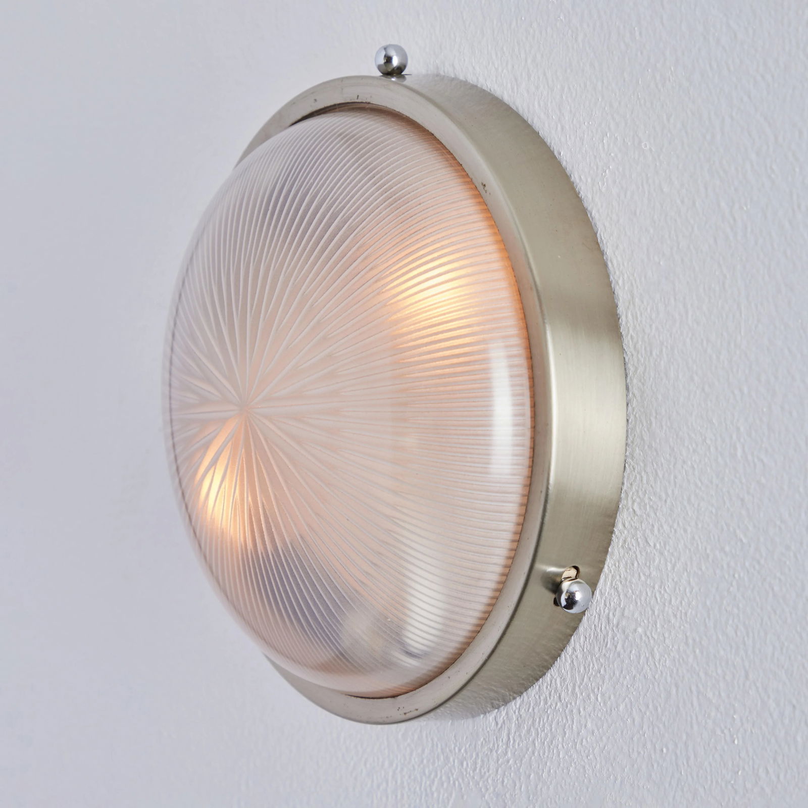 1960s Petite Sergio Mazza Pressed Glass & Nickeled Brass Wall or Ceiling Lamp - 5