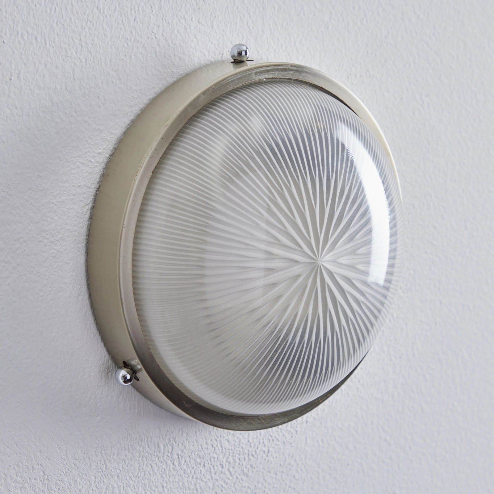 1960s Petite Sergio Mazza Pressed Glass & Nickeled Brass Wall or Ceiling Lamp - 7