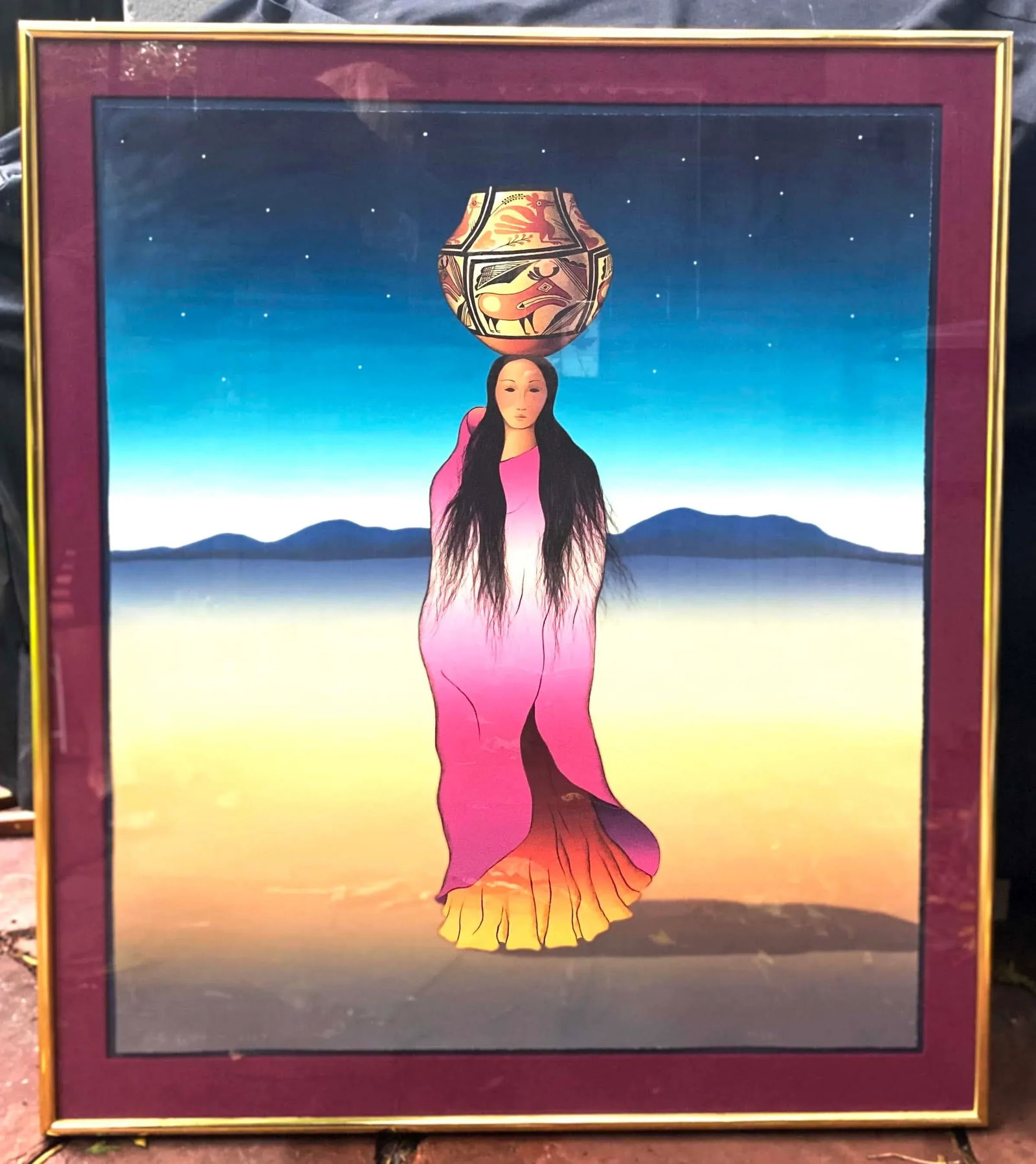 Original R C Gorman Signed Lithograph 'The Water Carrier', Framed - 2