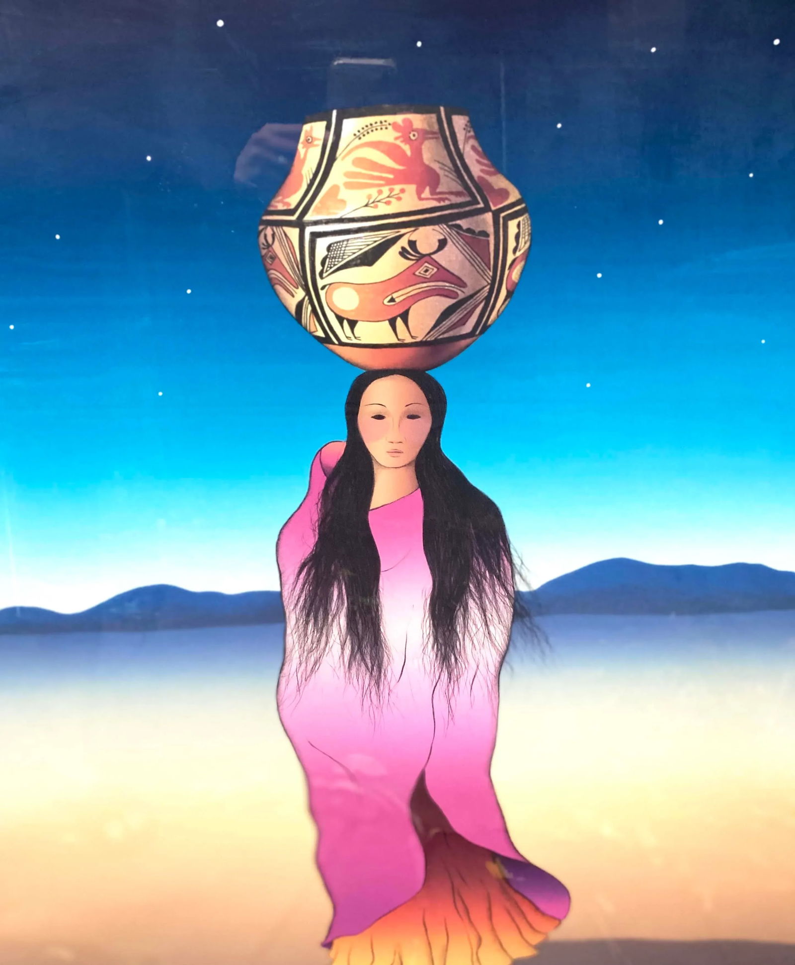 Original R C Gorman Signed Lithograph 'The Water Carrier', Framed - 3