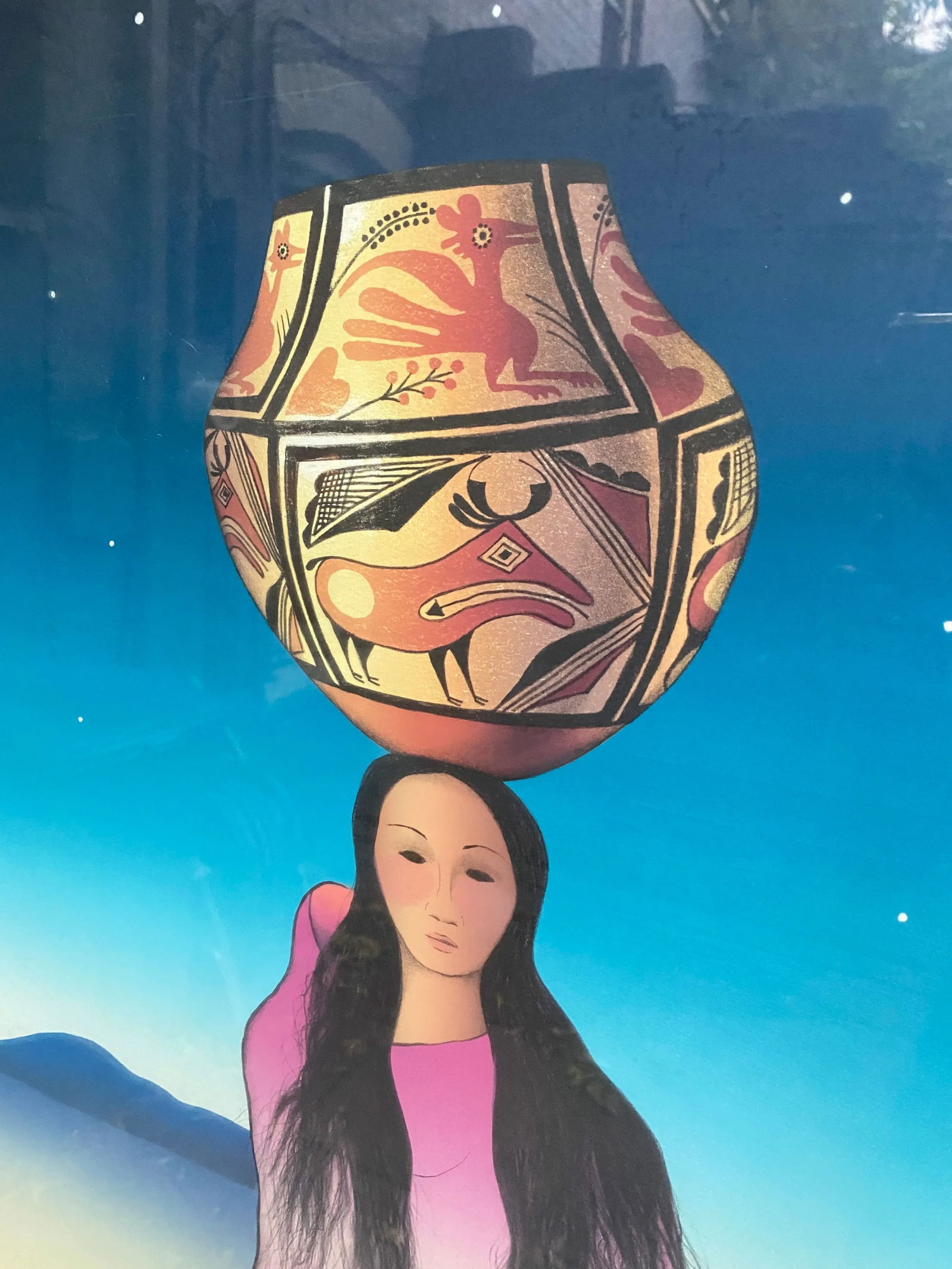 Original R C Gorman Signed Lithograph 'The Water Carrier', Framed - 4