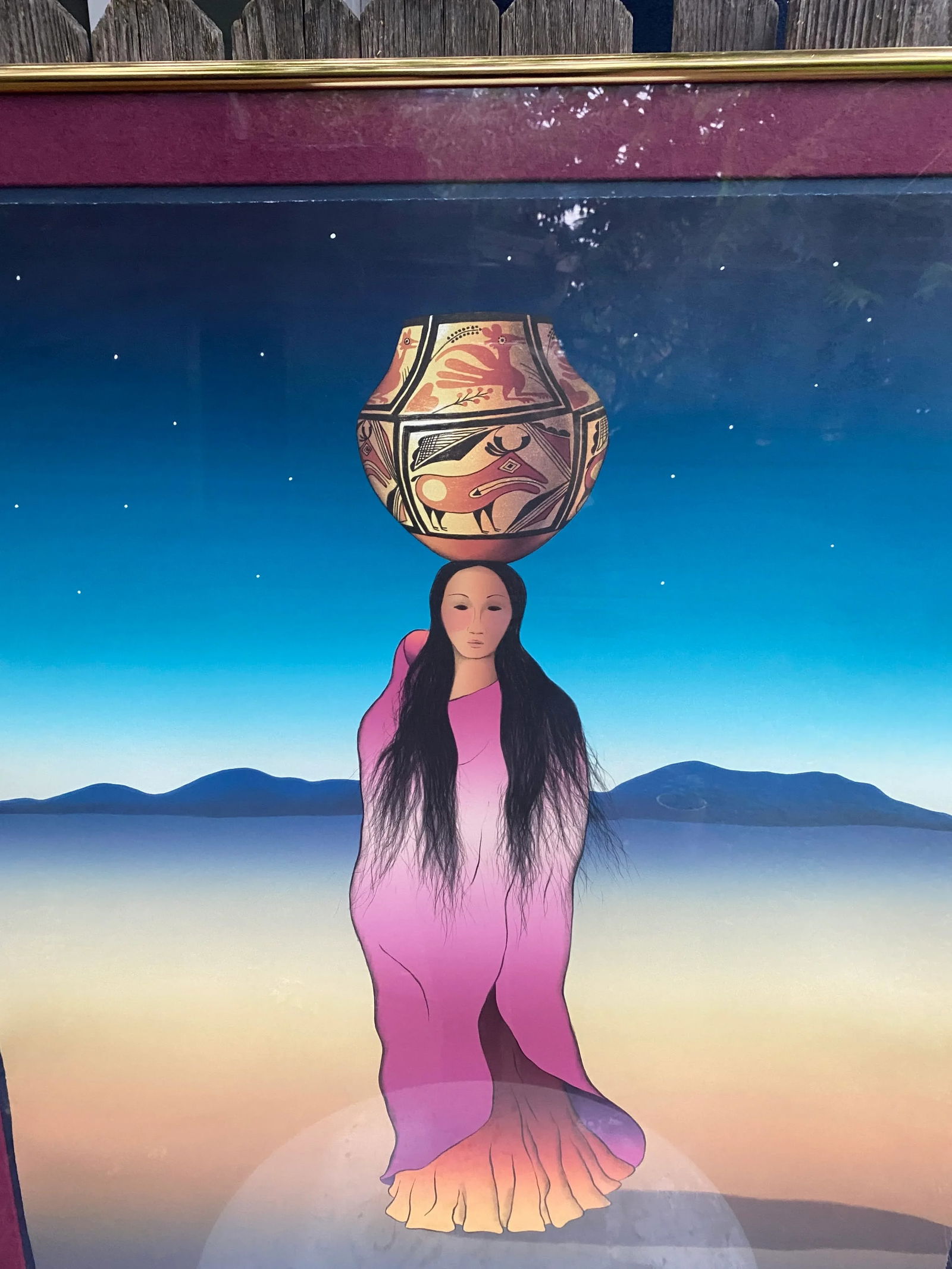 Original R C Gorman Signed Lithograph 'The Water Carrier', Framed - 7