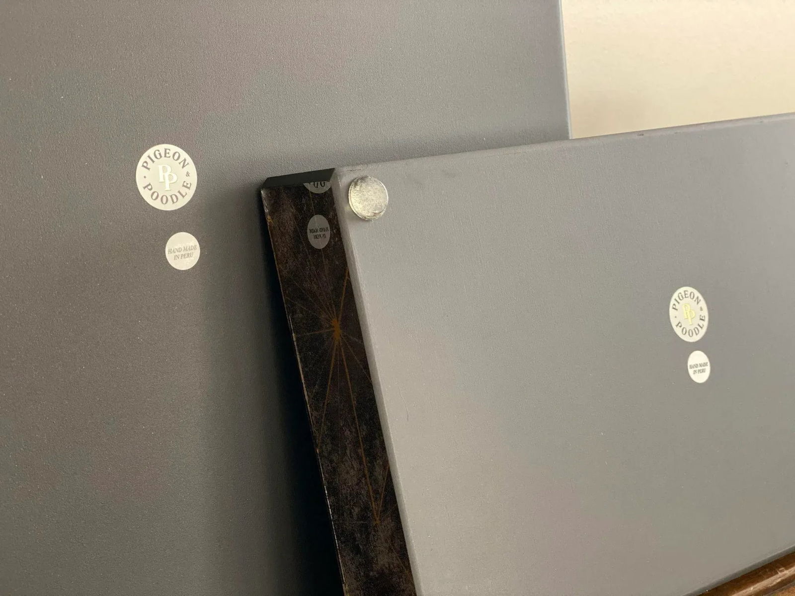 Pigeon & Poodle Solara Optic Painted Mirror Black Nesting Trays - A Pair - 5