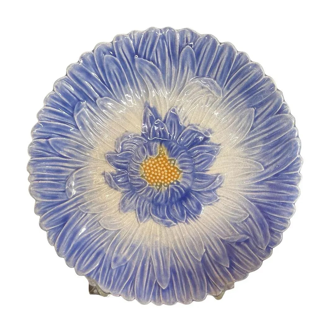 Orchies Majolica Blue Dahlia Plate - 5