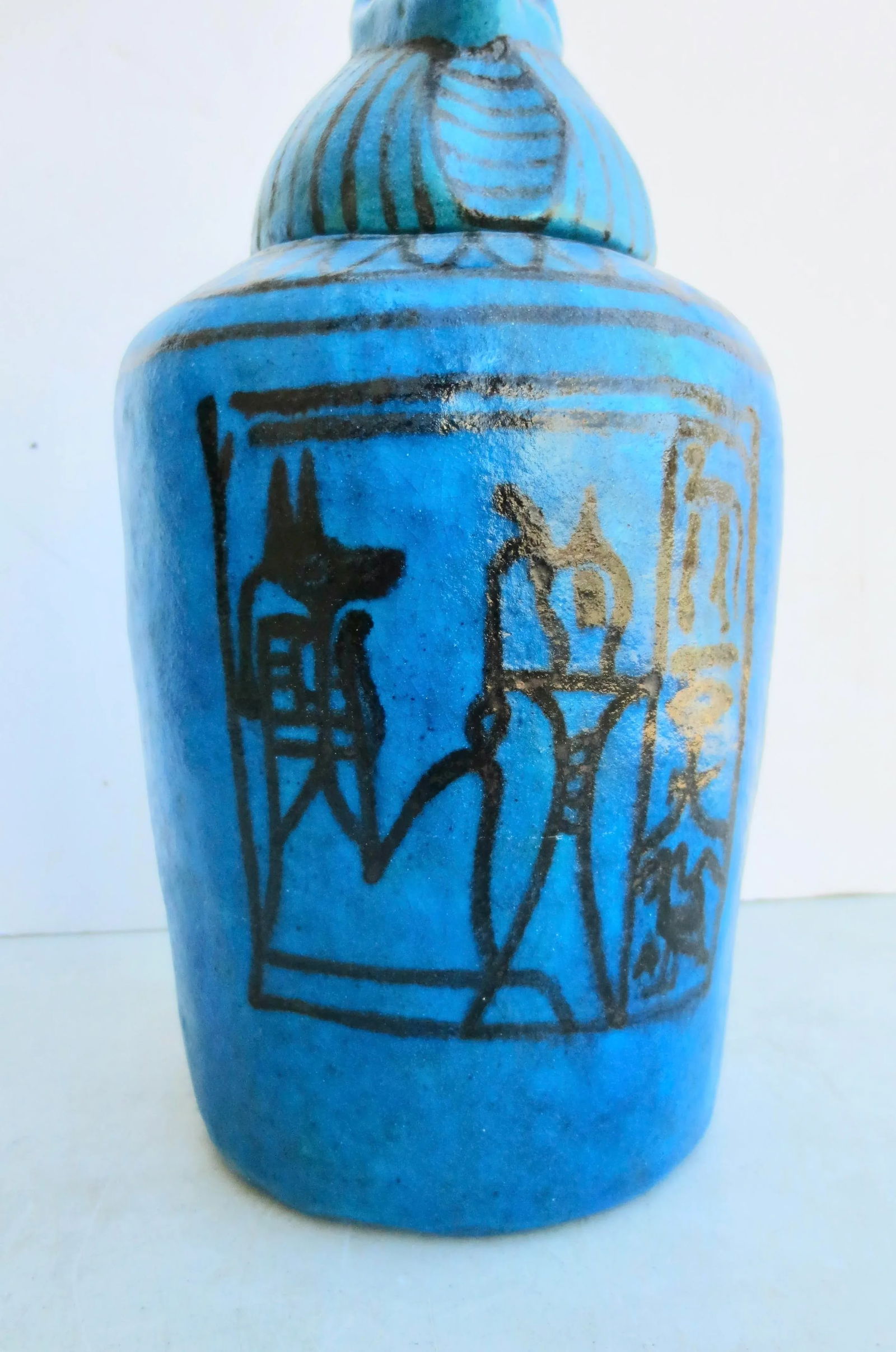 Metropolitan Museum of Art Egyptian Faience Canopotic Jar Circa 1980s' - 3