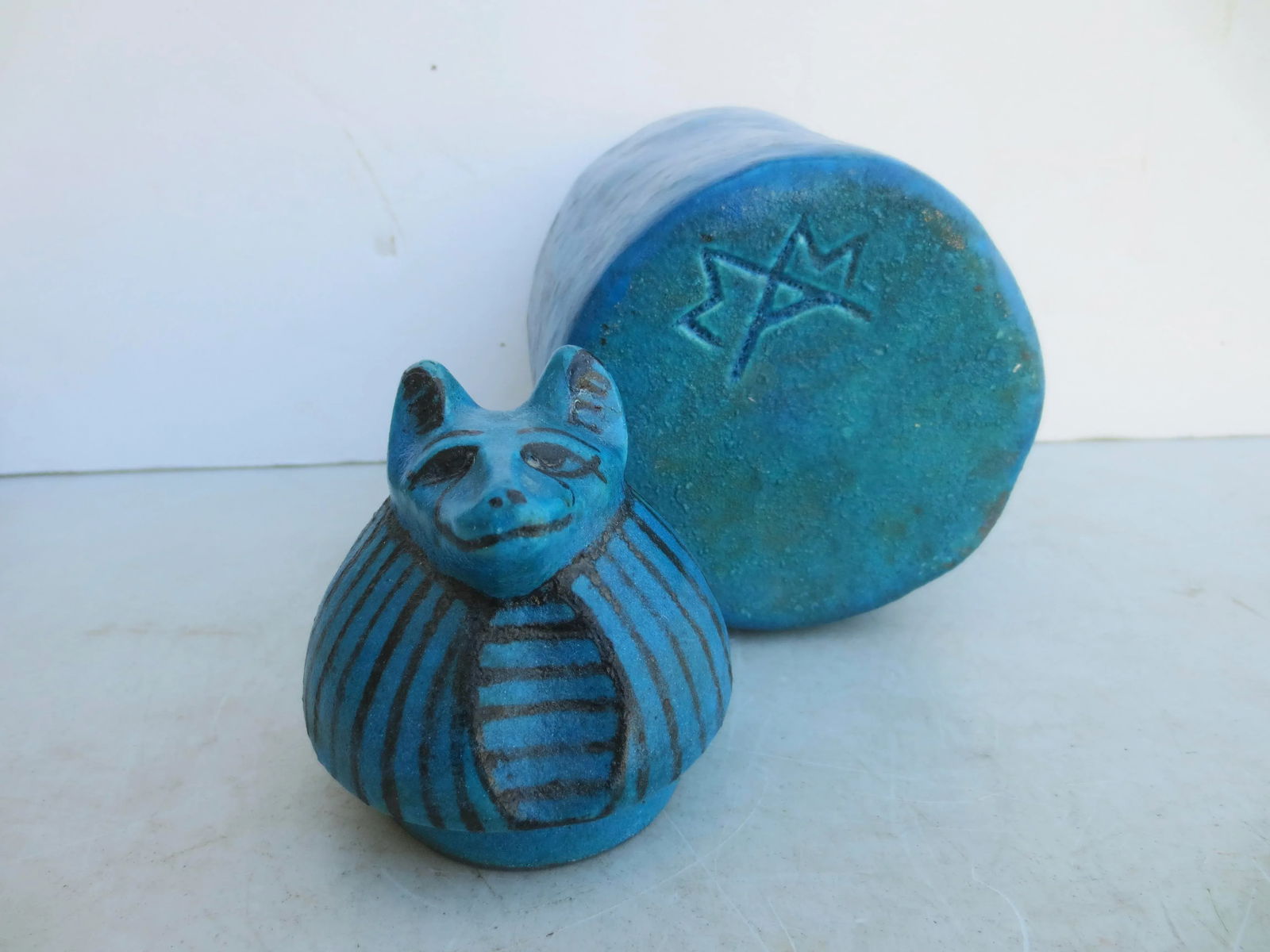 Metropolitan Museum of Art Egyptian Faience Canopotic Jar Circa 1980s' - 6