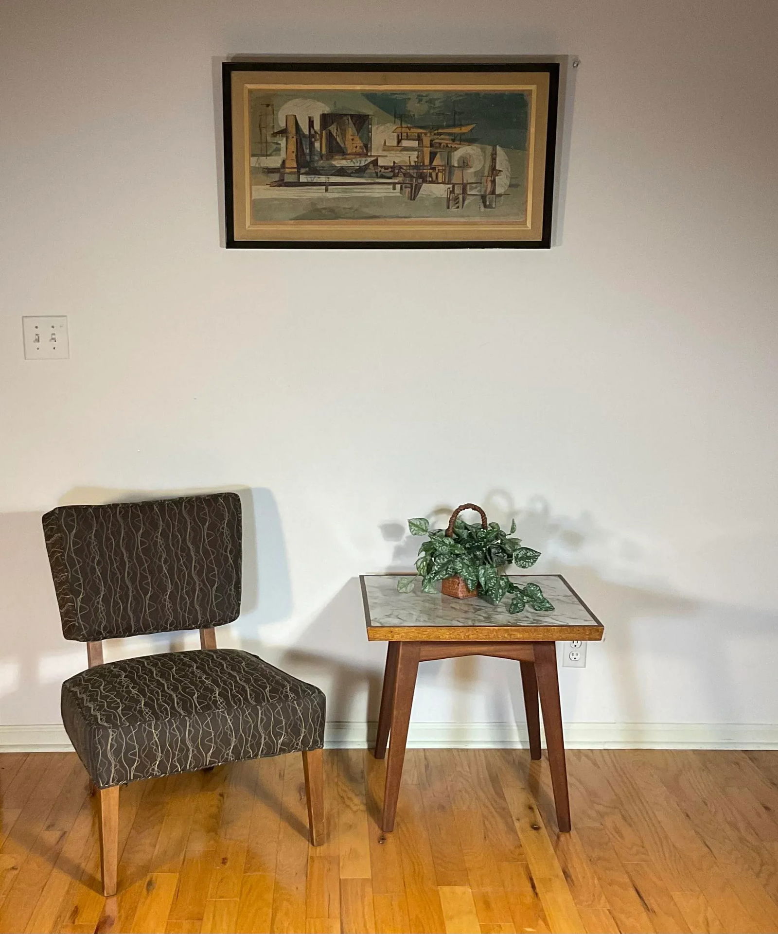 Vintage Mid Century 60s Side Table With Marbleized Top - 10