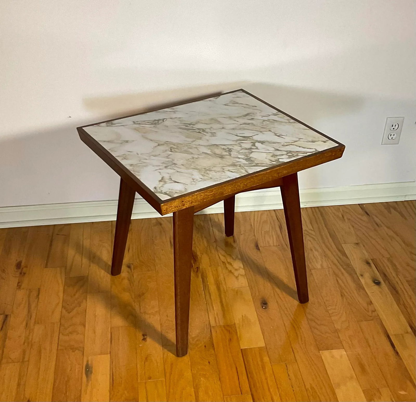 Vintage Mid Century 60s Side Table With Marbleized Top - 11