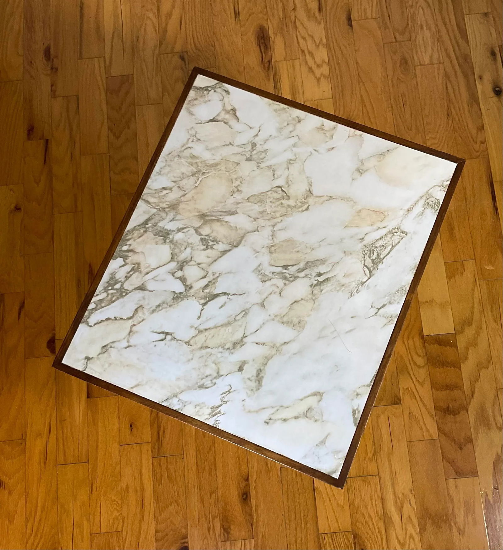 Vintage Mid Century 60s Side Table With Marbleized Top - 6