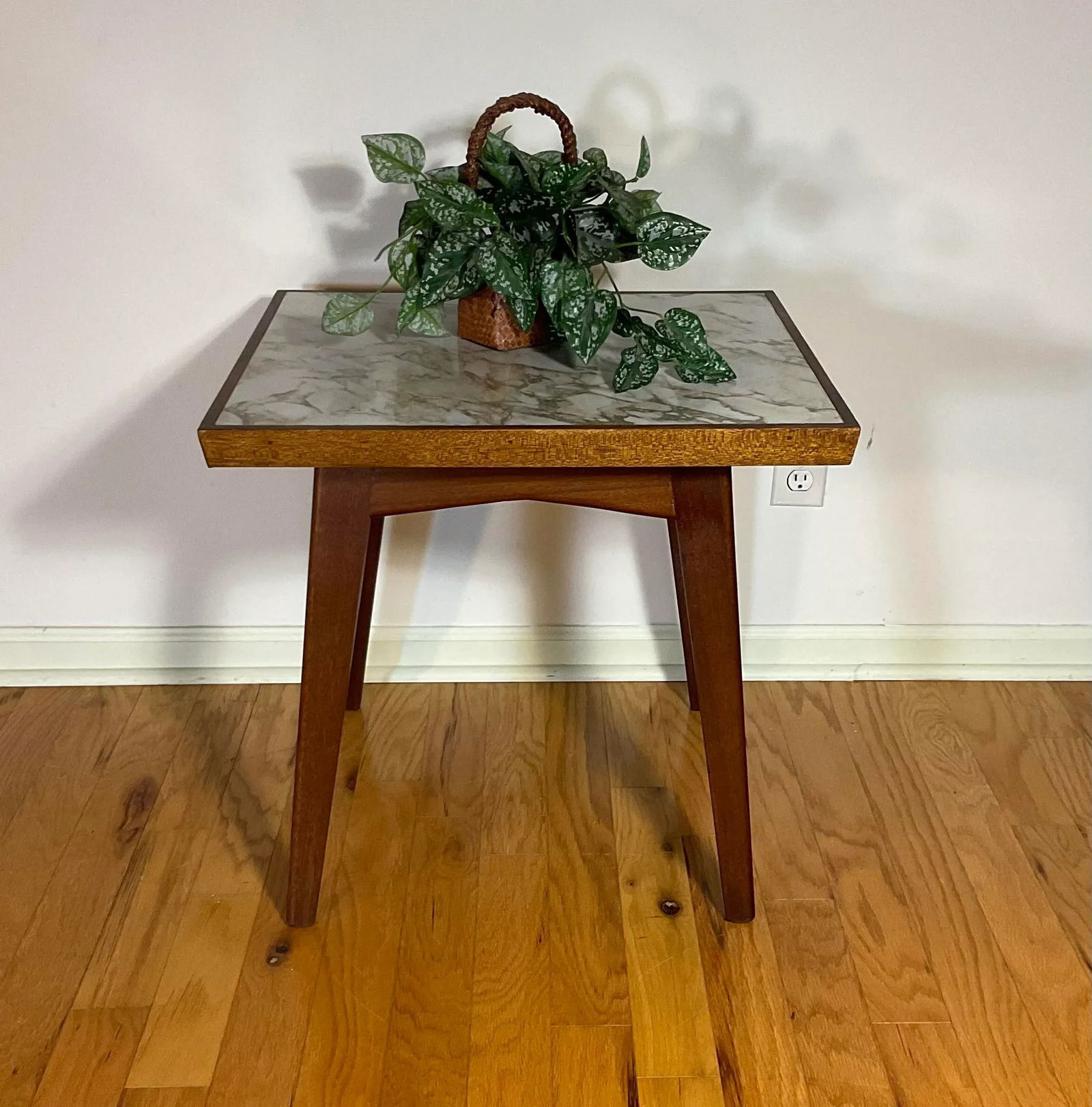 Vintage Mid Century 60s Side Table With Marbleized Top - 9