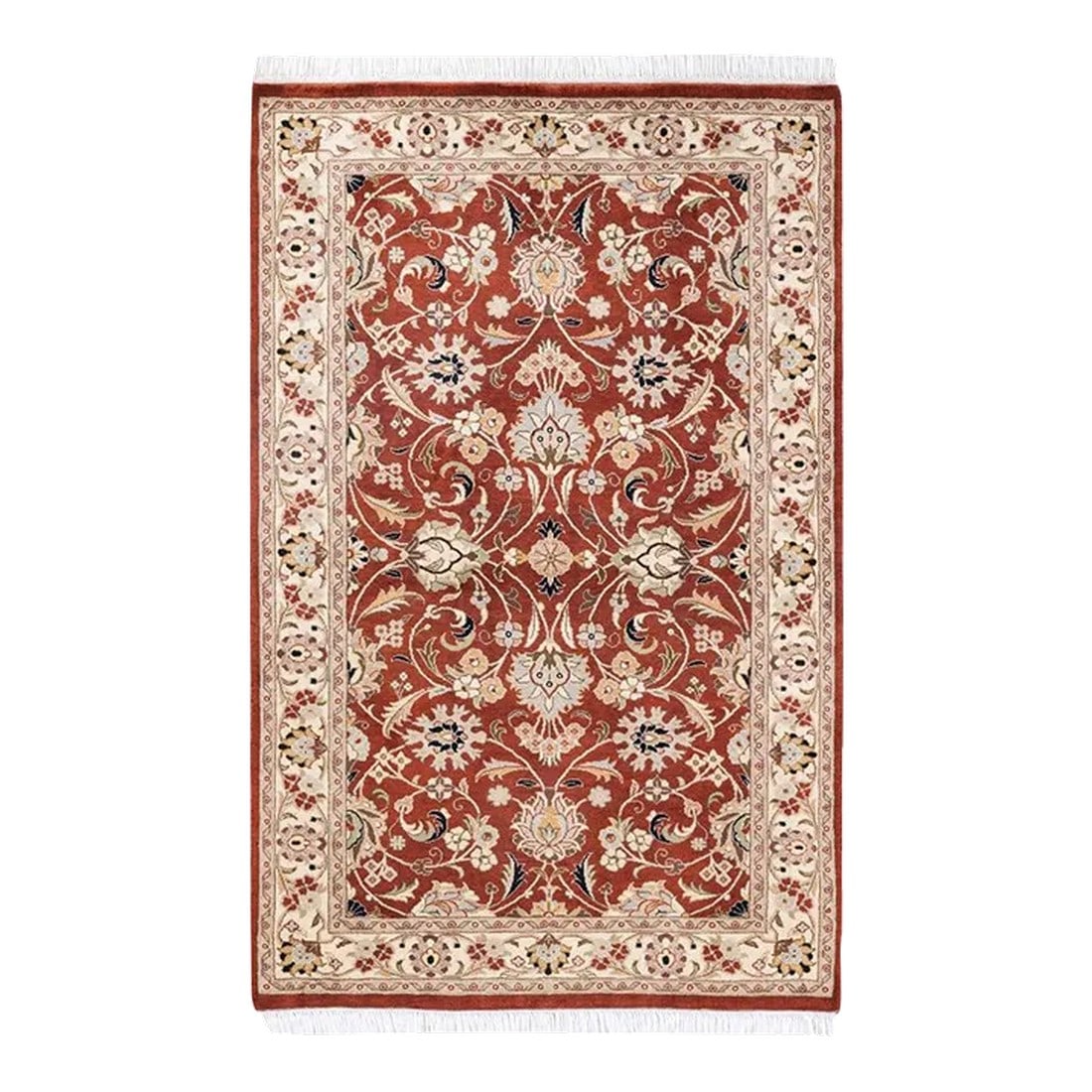 Mogul, One-of-a-Kind Hand-Knotted Area Rug in Orange, 3' 3" x 5' 0": With understated palettes and allover designs, the rugs in the Mogul Collection will bring timeless sophistication to any room. Influenced by a spectrum of Turkish, Indian, and Persian designs, the