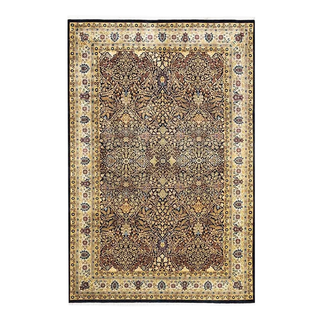 Mogul, One-of-a-Kind Hand-Knotted Area Rug in Black , 6' 2" x 9' 3": With understated palettes and allover designs, the rugs in the Mogul Collection will bring timeless sophistication to any room. Influenced by a spectrum of Turkish, Indian, and Persian designs, the