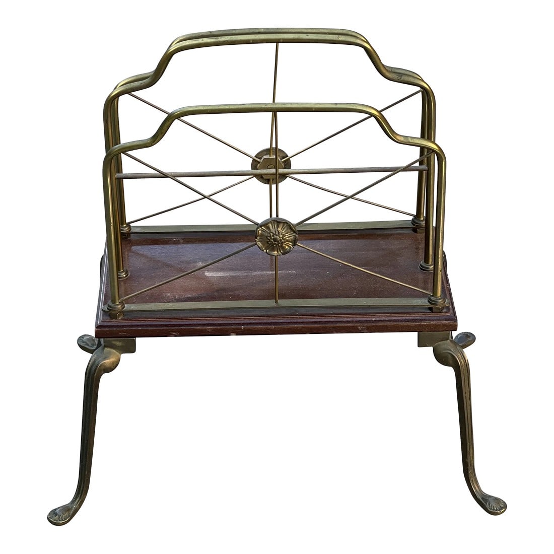 Vintage Brass and Wooden Magazine Rack (1 of 7)