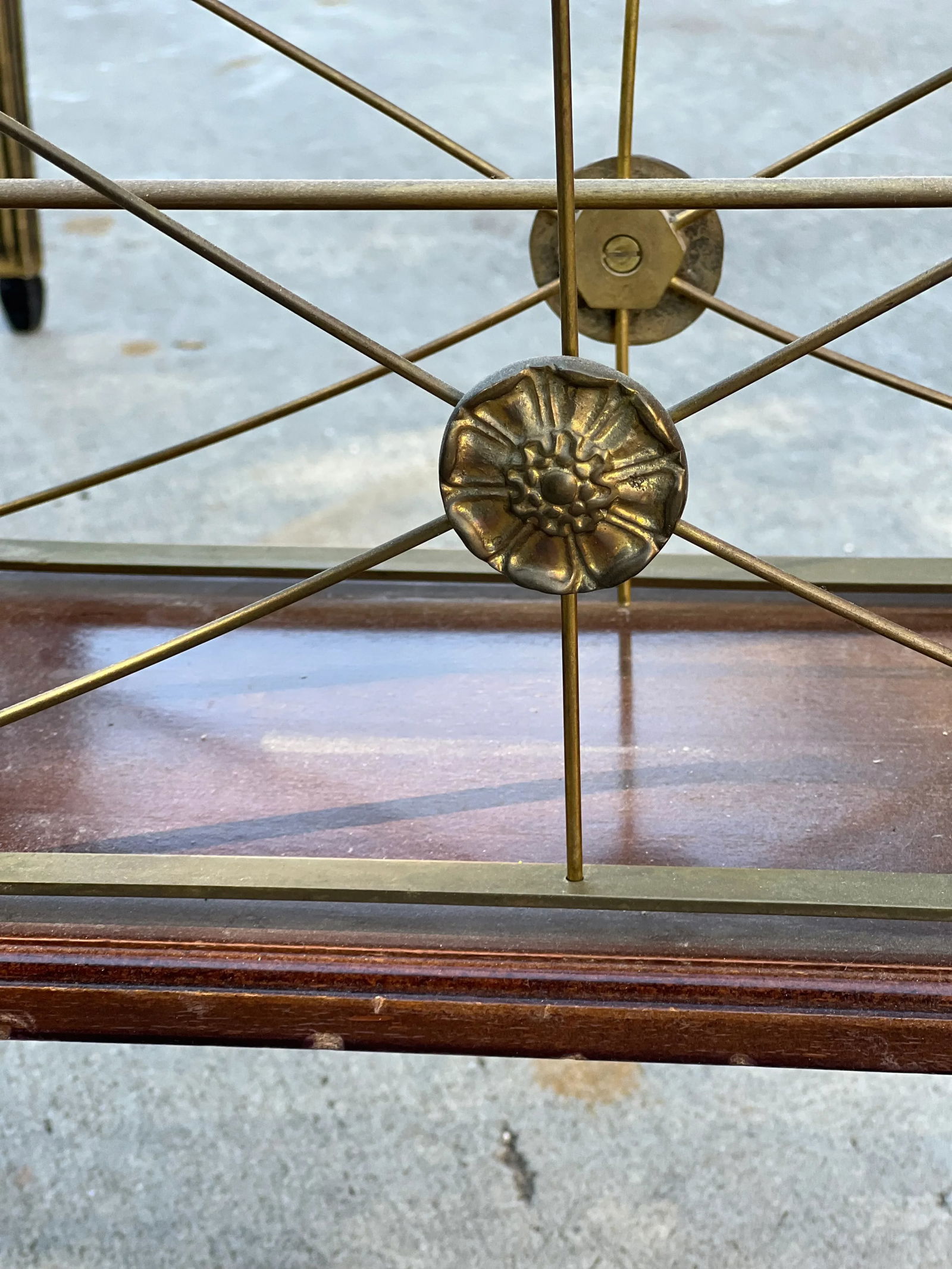 Vintage Brass and Wooden Magazine Rack - 5
