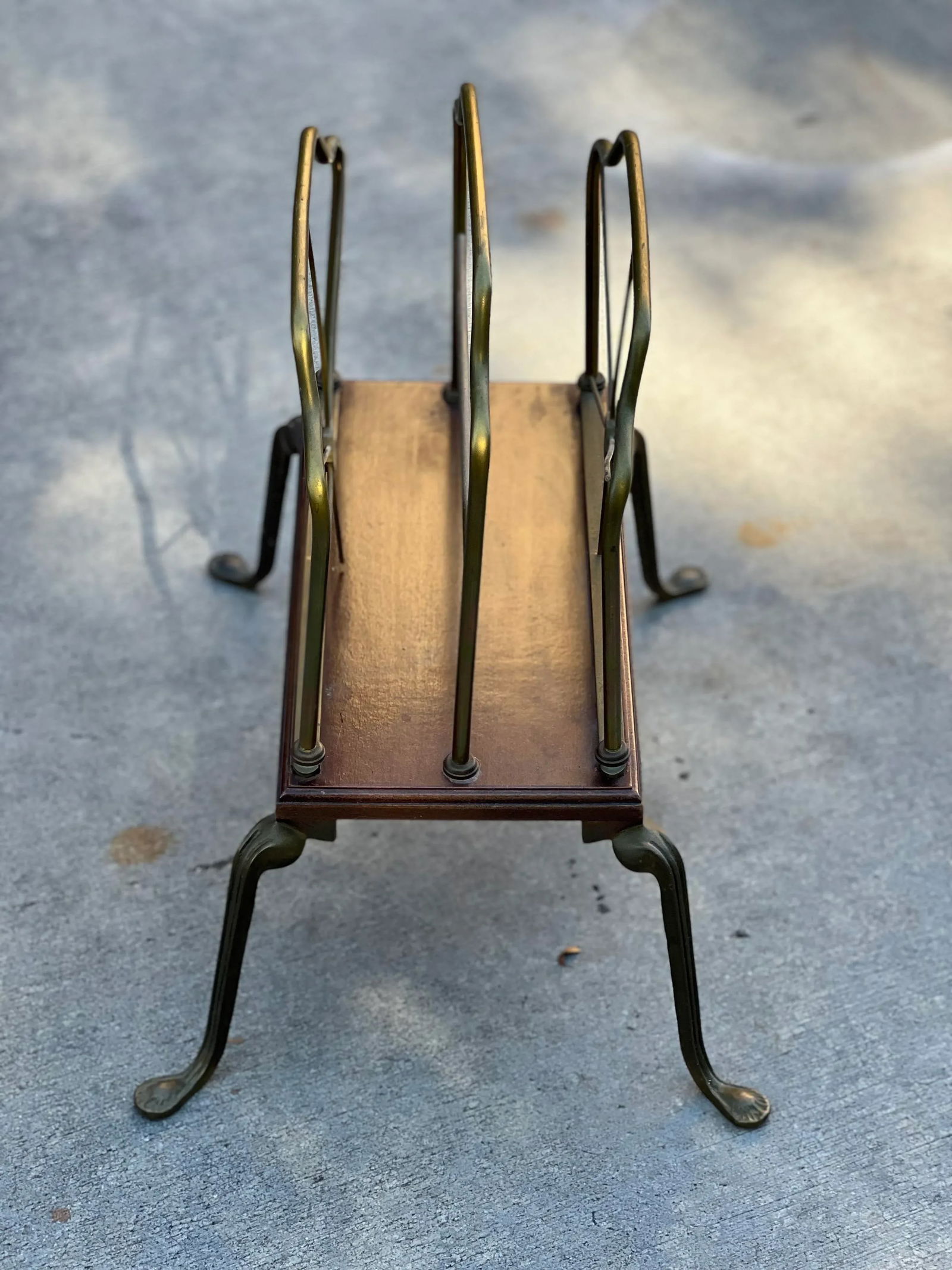 Vintage Brass and Wooden Magazine Rack - 6
