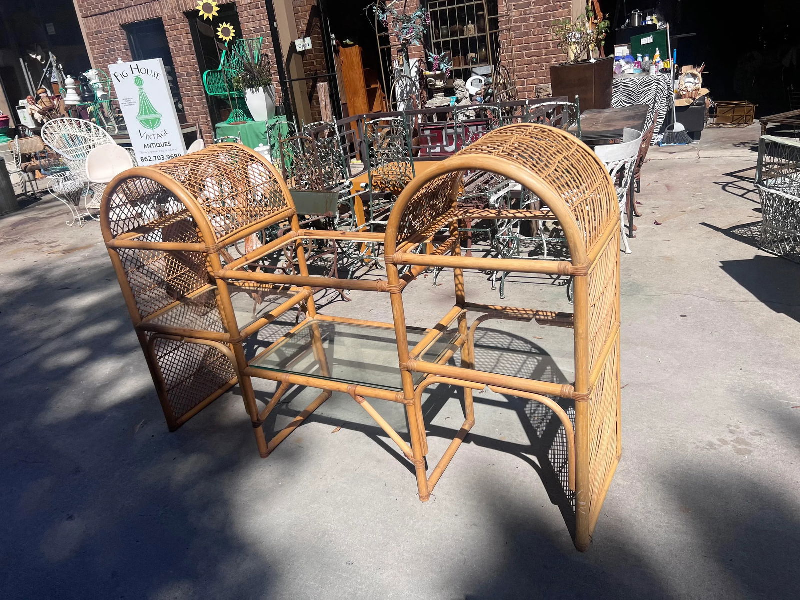 1970s Boho Chic Bamboo Shelf - 5